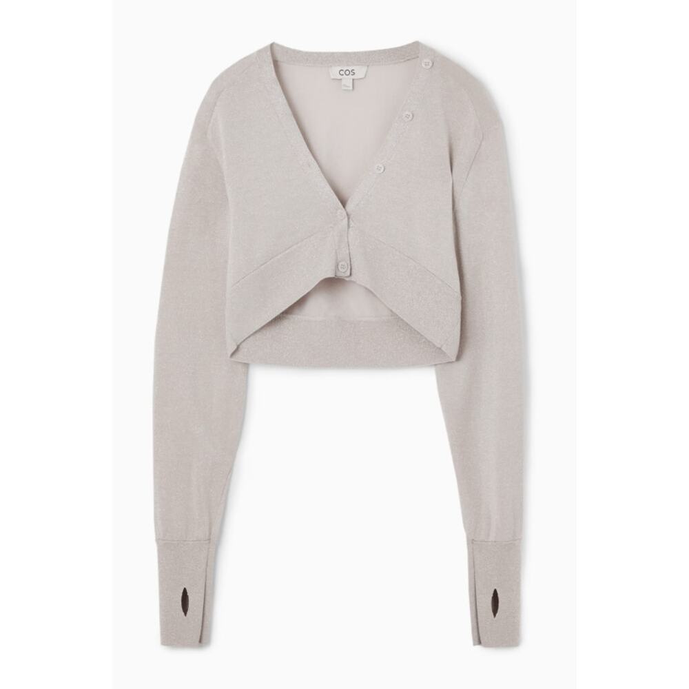Cos Green Cropped Wool-Blend Cardigan Size S